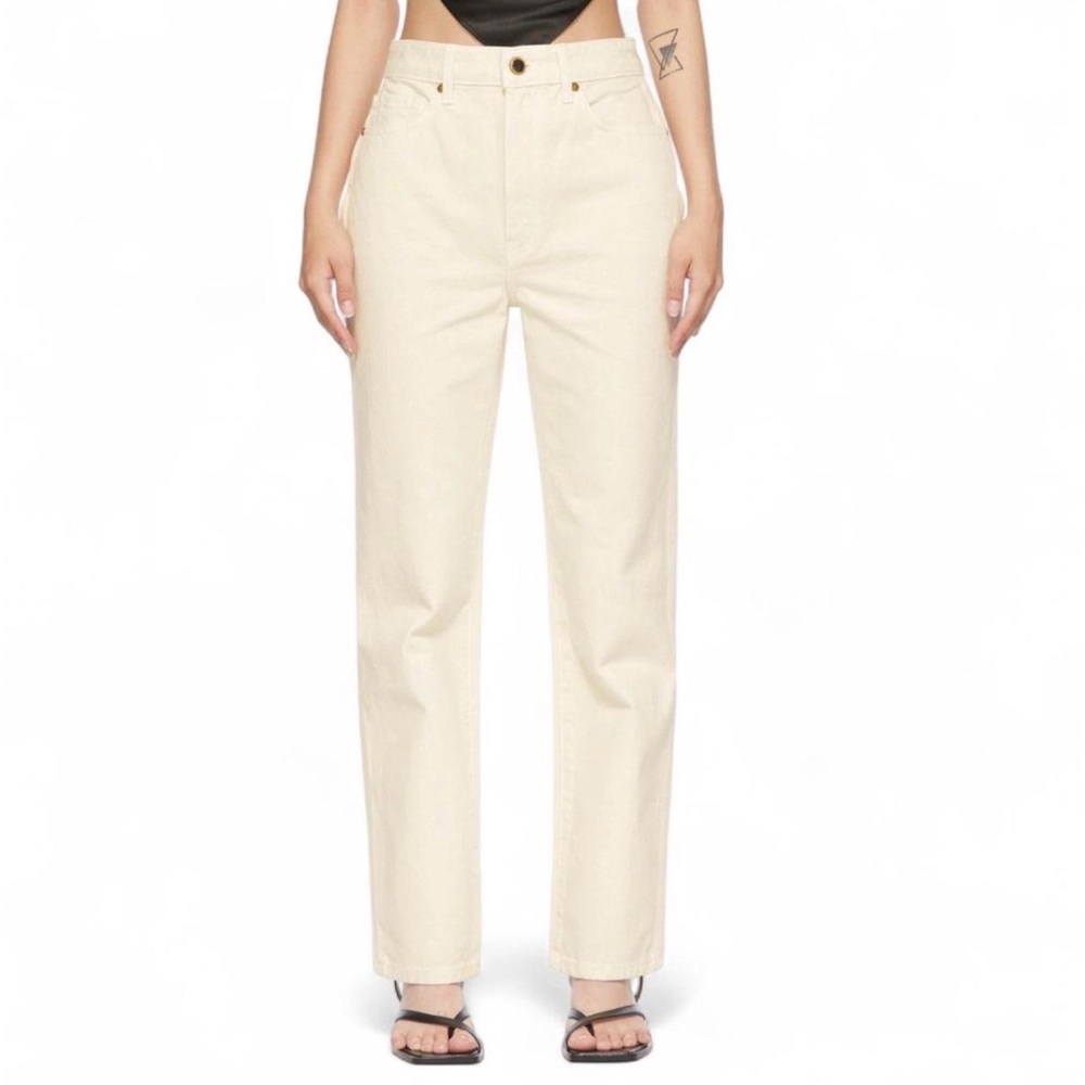 KHAITE Cream Straight-Leg Jeans